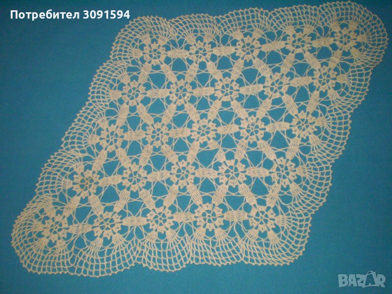 Винтидж  плетена на една кука покривчица цвят екрю, снимка 1