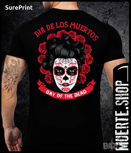 Черна тениска с щампа DAY OF THE DEAD, снимка 1