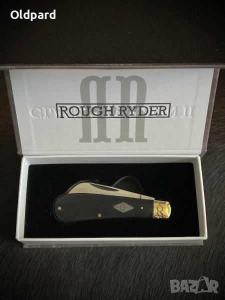 Висококачествен класически сгъваем нож с едно полирано острие. Hawkbill Black Micarta (RR2213), снимка 1