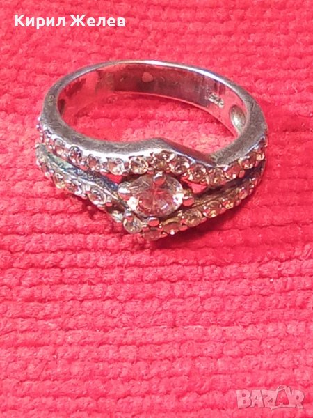 СТАР АНГЛИЙСКИ СКЪПОЦЕНЕН СРЕБЪРЕН АР НУВО ПРЪСТЕН СРЕБРО 925 с ФАСЕТИРАНИ ЦИРКОНИ 25836, снимка 1