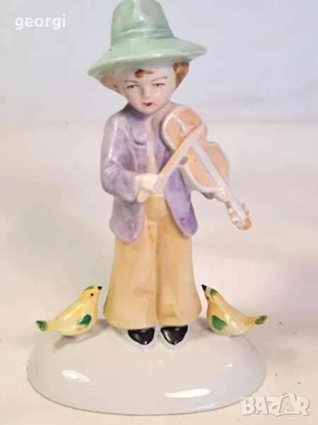 немска порцеланова фигурка момче с цигулка , снимка 1