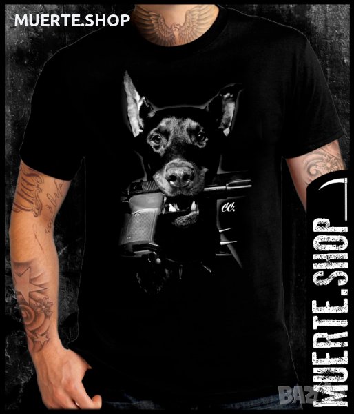 Черна тениска с щампа DOBERMAN, снимка 1