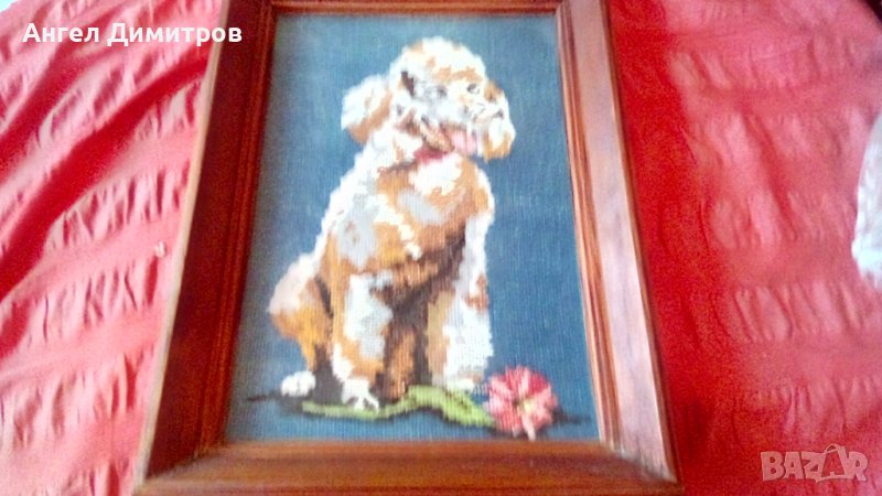 Картина бродерия с дървена рамка и стъкло , снимка 1