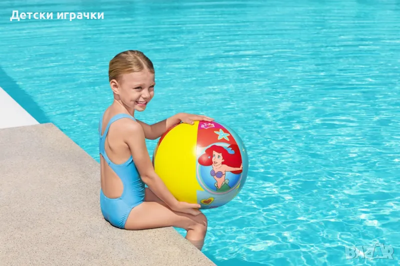 Надуваема плажна топка Bestway 51 см, издръжлив винил, Дисни принцеса, цветна, снимка 1