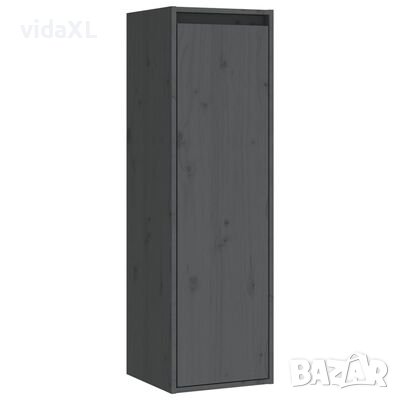 vidaXL Стенен шкаф, сив, 30x30x100 см, бор масив（SKU:813509, снимка 1