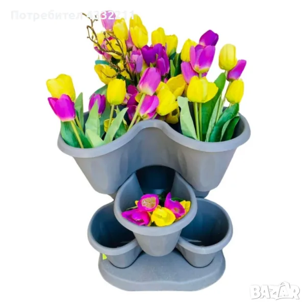 Многоетажна градинска кула с колела – модулен цветарник за дом и градина, снимка 1