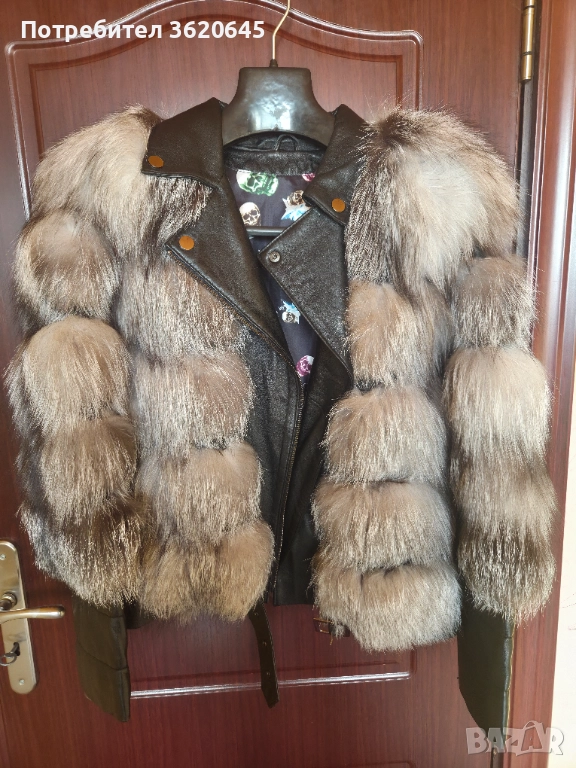 Ново дамско яке от естествена кожа и естествен пух, снимка 1