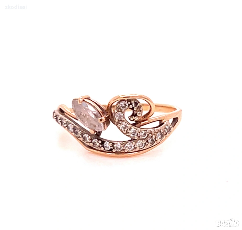 Златен дамски пръстен 1,81гр. размер:51 14кр. проба:585 модел:36775-5, снимка 1