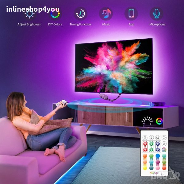 LED RGB лента за фоново осветление декор телевизор монитор с USB – 2M 14.99 лв, снимка 1