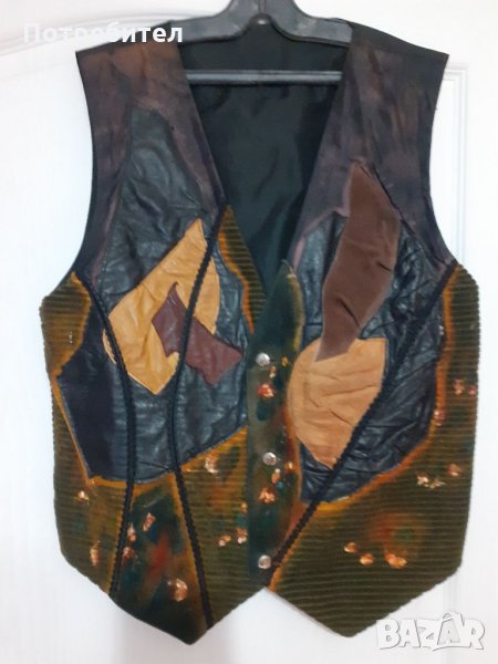 Дамски елек в съчетание с естествена кожа , снимка 1