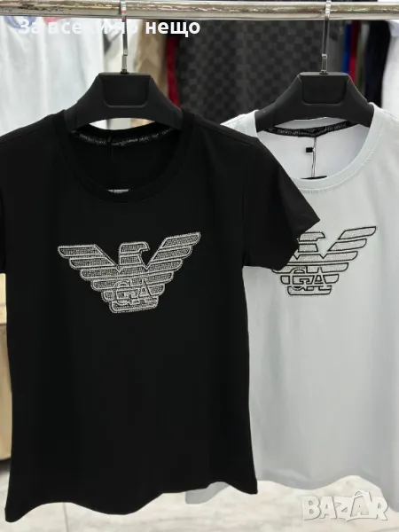 Emporio Armani Дамска Памучна Тениска С Лого С Кристали - Различни Цветове Код A503, снимка 1