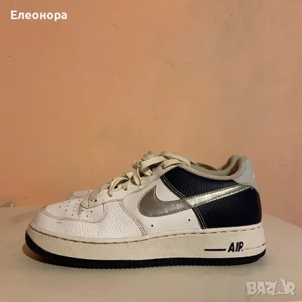 Nike Air Force 1 Low GS Metallic Silver Midnight Navy, снимка 1