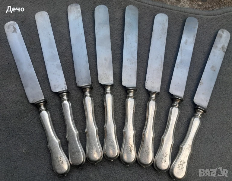 Berndord 100 годишни 8 Alpaca Silver  дебело посребрени ножове.Много качествени и без забележки., снимка 1