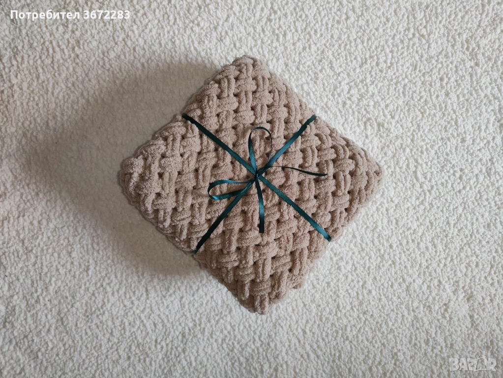 Ръчно плетено одеяло с кант. Изработва се в цвят и размер по избор, снимка 1