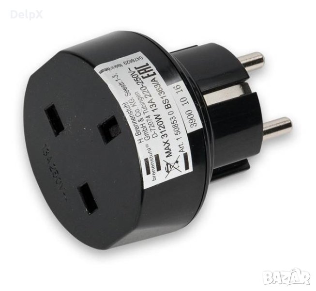 Преходник BS1363/A за български контакт "шуко" от английски щепсел 220V 13A, снимка 1