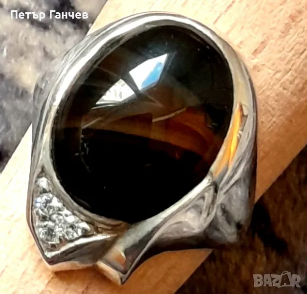 Уникален сребърен пръстен с оникс, снимка 1
