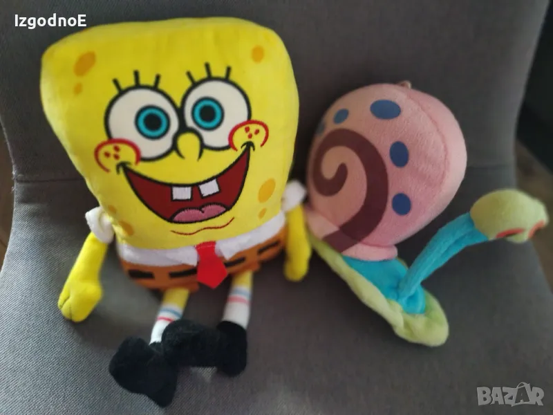 Лот плюшени играчки Спондж боб и Гари, снимка 1