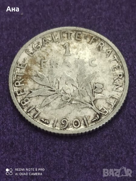 1 франка 1901, снимка 1