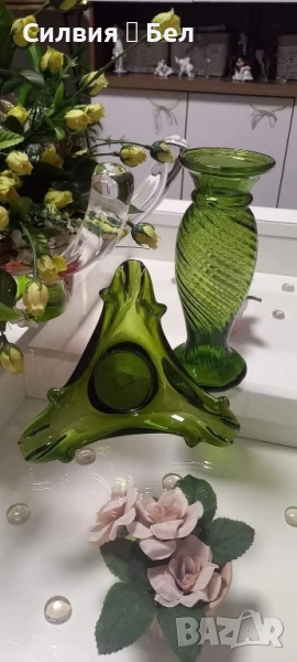 Арт зелено стъкло 💚 , снимка 1