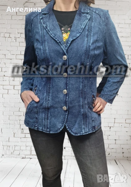 Дамско спортно-елегантно сако от трико с ефект на деним., снимка 1