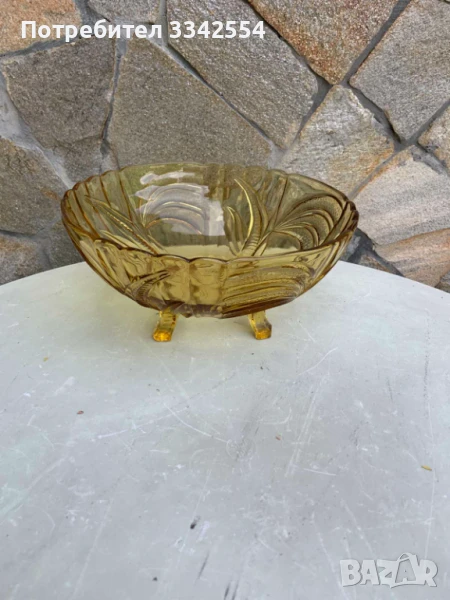 КУПА ФРУКТИЕРА РЕЛЕФ СТЪКЛО ЦВЕТНО ОРНАМЕНТИ ОТ СОЦА, снимка 1