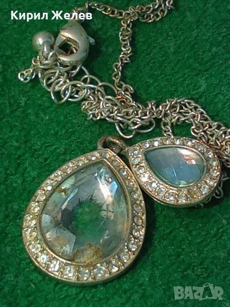 ПОСРЕБРЕН КРАСИВ НЕЖЕН МЕДАЛЬОН КОЛИЕ с ФАСЕТИРАН БОХЕМСКИ КРИСТАЛ 24349, снимка 1