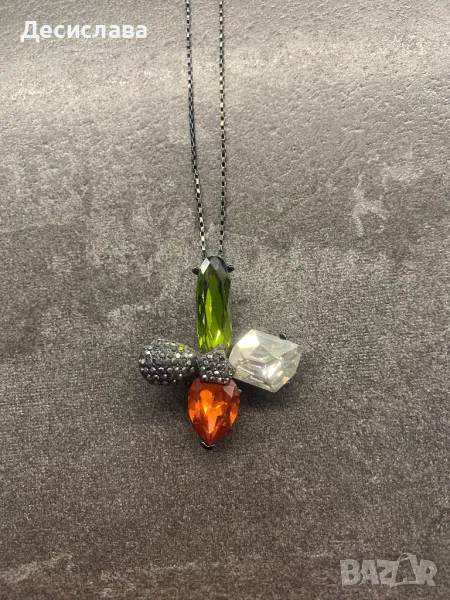 Черно колие с цветни камъни, снимка 1