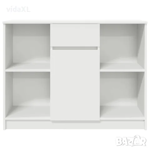vidaXL Бюфет с чекмеджета, бял, 101x35x76 см, инженерно дърво, снимка 6 - Бюфети - 56148261