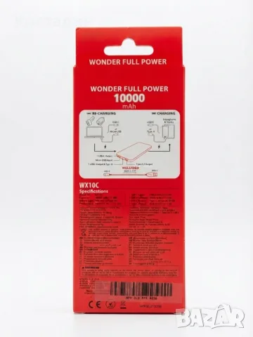 външна батерия (Power Bank) WONDER FULL POWER 10000 mAh, снимка 2 - Външни батерии - 55804300