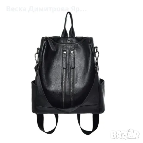 Стилна, мека, дамска кожена раница с голям капацитет / Цвят: Черен, кафяв / Комплект:, снимка 8 - Чанти - 49685302