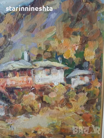 Стара картина Възрожденски пейзаж – художник Димитър Михайлов (1930 – 2010)