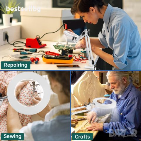 Професионална настолна лупа осветление голямо увеличение четене шиене, снимка 12 - Други инструменти - 42366305