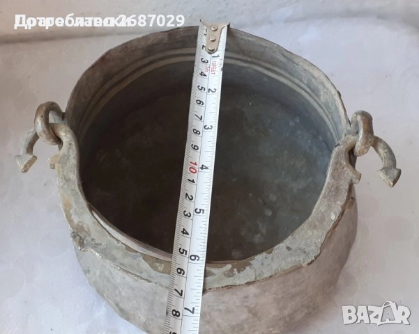 Различни бакъри и менци: Голям меден Бакър 25 см отвор 34 см дъно, снимка 10 - Антикварни и старинни предмети - 30005970