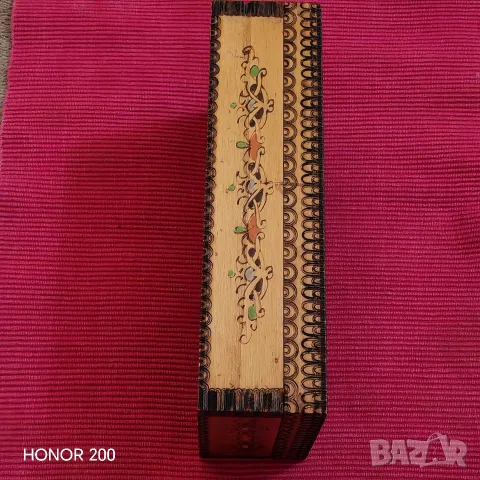 Стара пирографирана, воинишка кутия. , снимка 5 - Антикварни и старинни предмети - 56325445