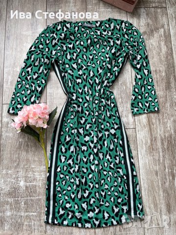 Нова леопардова ежедневна спортно елегантна рокля зелена 
