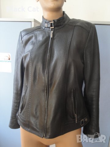 Стилно черно кожено дамско яке, естествена кожа, дамско палто, сако, дамска връхна дреха, манто, снимка 17 - Якета - 35973796