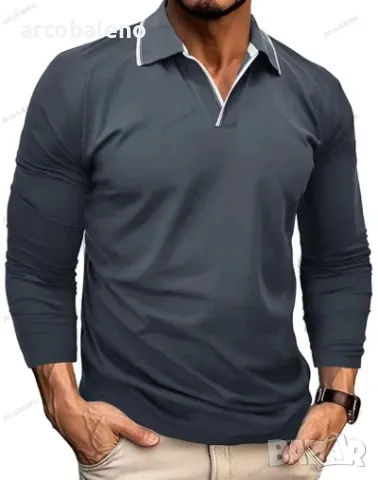 Нова мъжка тениска ПОЛО с V-образно деколте и ревер, 6цвята , снимка 12 - Тениски - 48479104