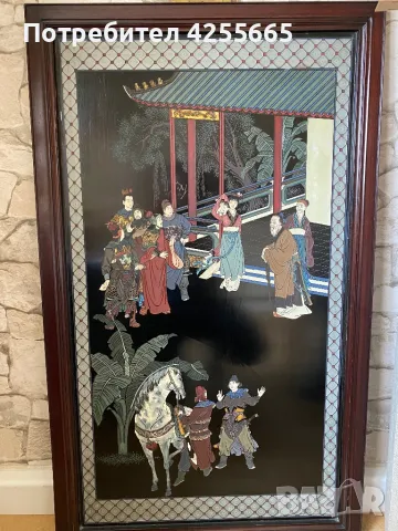 Стара китайска картина стъклопис, снимка 4 - Антикварни и старинни предмети - 48992736