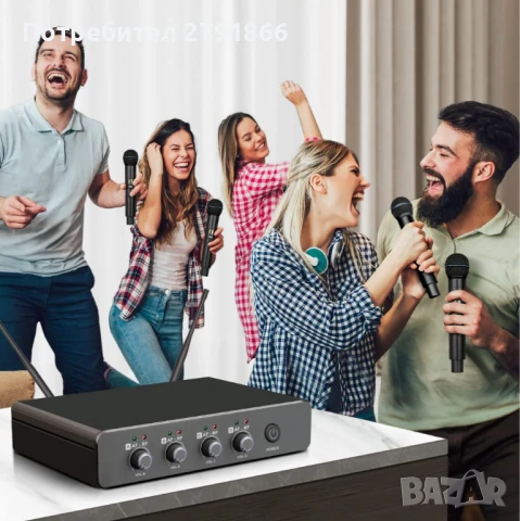 Depusheng R4 Караоке Безжични Микрофони Професионална 4-канална система нова, снимка 4 - Микрофони - 50617676