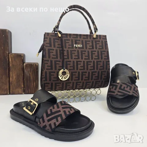 Fendi Дамски Кафяви Чехли Фенди Код SEM-686, снимка 2 - Чехли - 55965468