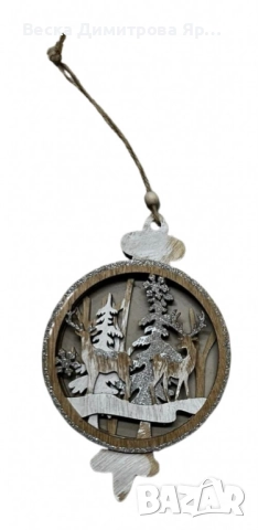 Дървена украса със северни елени за елха, снимка 3 - Декорация за дома - 52301915