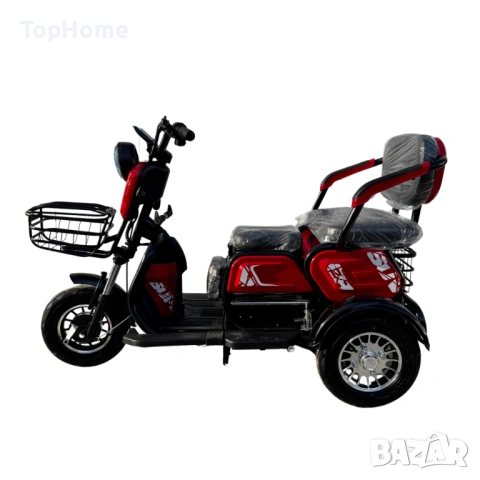 Електрическа Tриместна Tриколка X1 1800W - Червена , снимка 3 - Мотоциклети и мототехника - 42278185