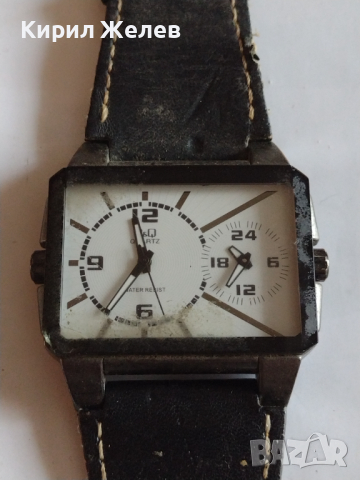 Луксозен мъжки часовник Q/Q QUARTZ WATER RESIST работи много красив с кожена каишка - 21782