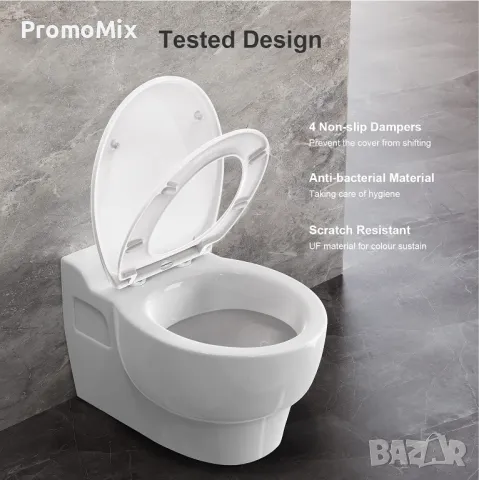 Тоалетна седалка с капак Pipishell PIBTC01 дъска за тоалетна чиния плавно затваряне WC чиния, снимка 3 - Други стоки за дома - 49529644