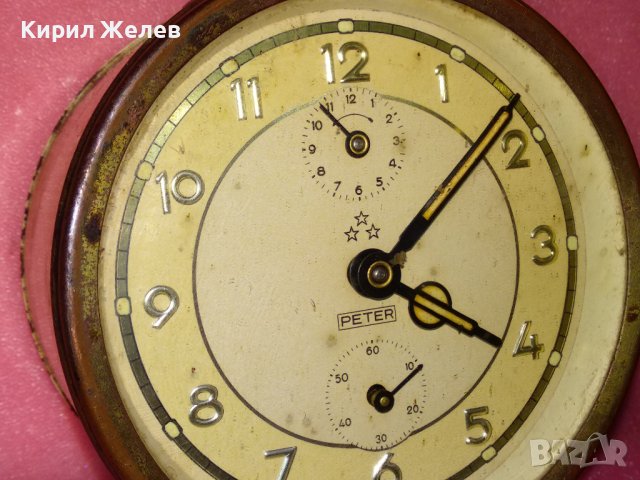 PETER MADE in GERMANY Стар КОЛЕКЦИОНЕРСКИ МЕХАНИЧЕН БУДИЛНИК ВИНТИДЖ РЯДЪК МОДЕЛ НЕМСКИ 43712, снимка 3 - Антикварни и старинни предмети - 44464963