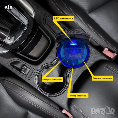 Пепелник за кола със светлина, снимка 3 - Аксесоари и консумативи - 48859149