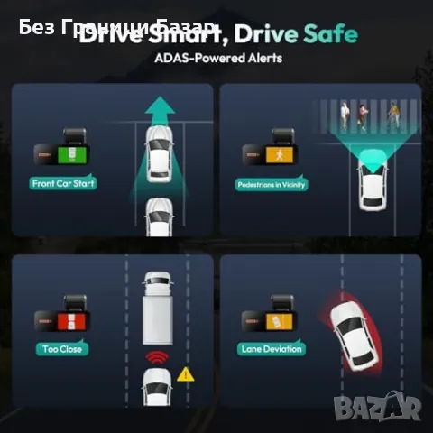 Нова 4K Автокамера GPS WiFi 360° Задна Камера ADAS Нощен Режим за кола, снимка 3 - Друга електроника - 50187396