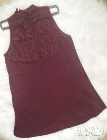 ТЪНИЧКА рокля суинг с дантела в цвят бордо, снимка 3 - Рокли - 41686709