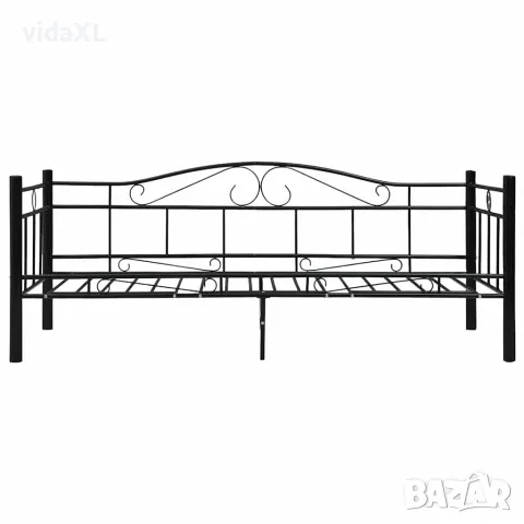 vidaXL Рамка за дневно легло, черна, метал, 90x200 см, снимка 4 - Спални и легла - 56146542