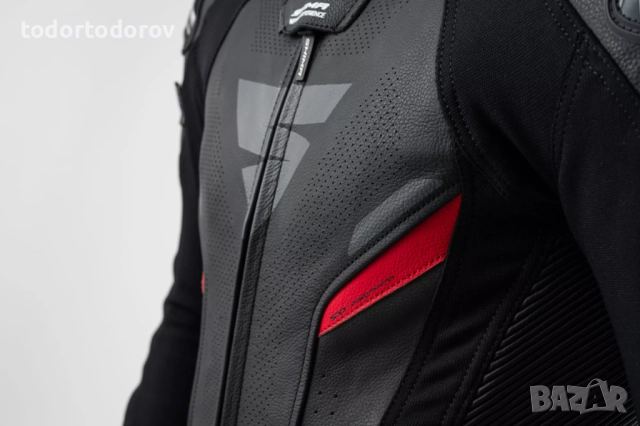 Кожен мото екип SHIMA RS-01 BLACK/RED 1част,гърбица,слайдери, снимка 2 - Аксесоари и консумативи - 51646019